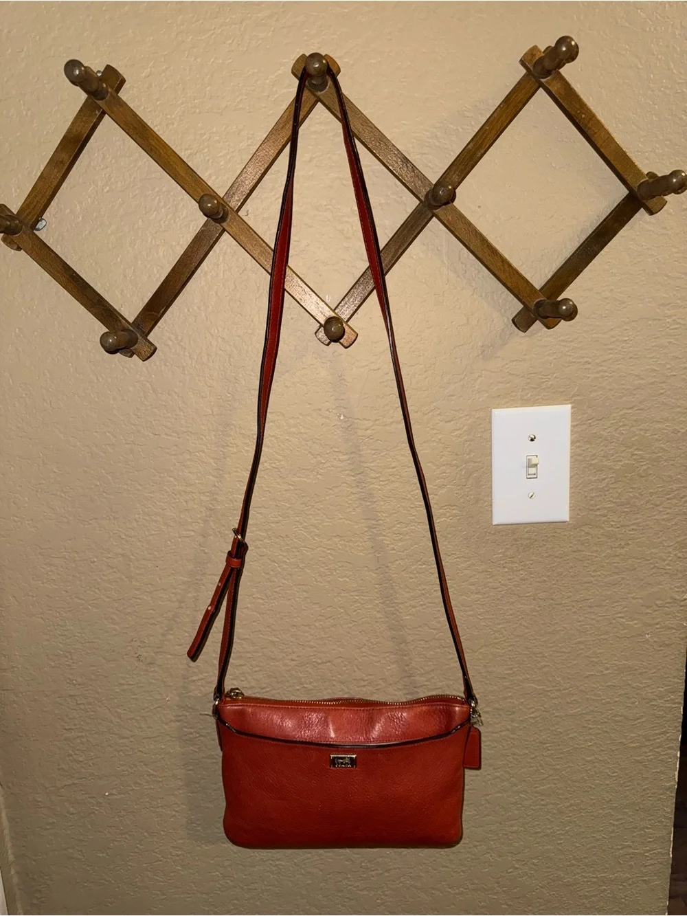 Coach Rust Leather Crossbody Bag with Adjustable Strap